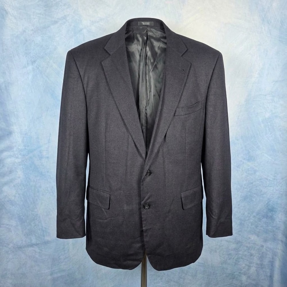 Oscar de la Renta Mens 48R Silk Blazer Navy Blue 2 Button Sport Coat Jacket